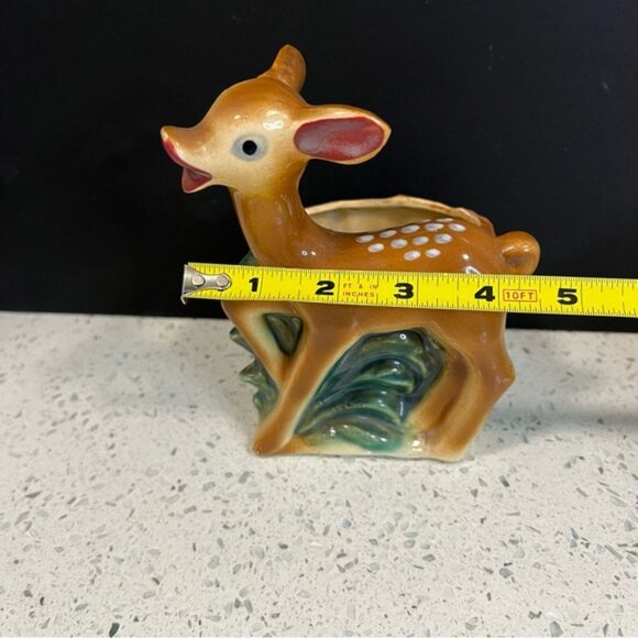 Vintage SHAFFORD Deer Planter Bambi Hand Painted Decorated Vase Japan MCM - Picture 8 of 11